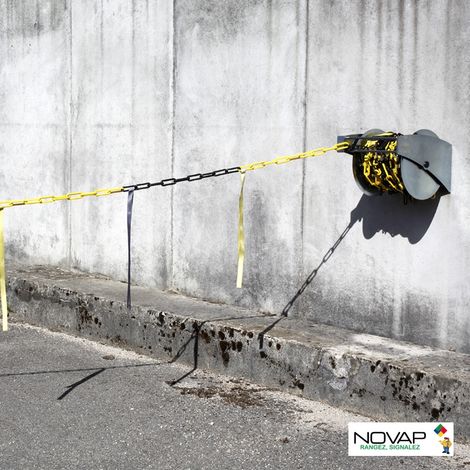 Dérouleur de chaîne 15m x Ø 8mm avec bandelettes doubles Jaune/Noir - 1361065