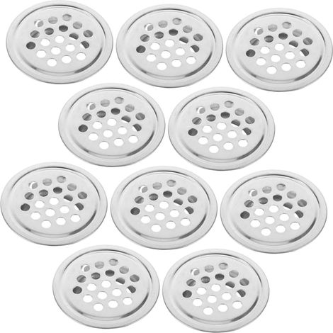 Rejilla de ventilación redonda, orificios de acero inoxidable, formato de montaje de 25 mm, color plata, 10 unidades (planas) (1/5)