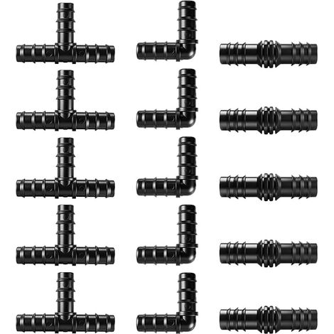 Lot de 15 Kit De Raccords D'irrigation Goutte À Goutte, Droits À Barbes, Coudés Et en T, pour Tuyau 19 Mm ID, pour Usage Agricole Et Jardin (1/5)