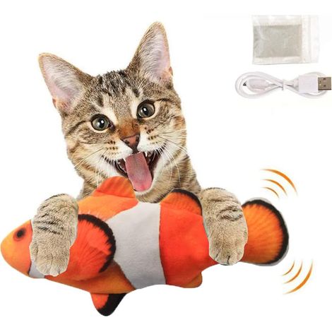 Poisson-clown électrique pour chat, jouet réaliste en peluche pour chats d'intérieur (poisson-clown) (1/3)