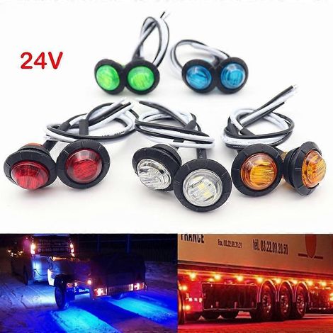 Lot de 2 feux de position latéraux étanches 24 V à LED, type « bullet », pour camions et remorques (feux de gabarit arrière). (1/5)