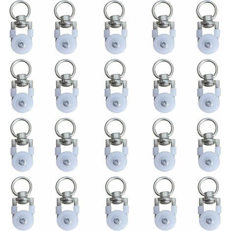 QORVA-20pcs Rouleaux de Rail de Rideaux,Rouleaux de Rail,Rouleaux de Tringle à Rideaux GlissièRes,Poulie Silencieuse,Rail de Rideaux FenêTre Double Rail Rouleau,pour Rails de Rideau de Windows