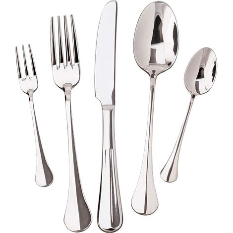 Couverts En Acier Inoxydable 18/10 - Ensemble 5 Pièces - Fourchettes Cuillères Couteau - Finition Chromée Miroir - Pour Table À Manger (1/5)