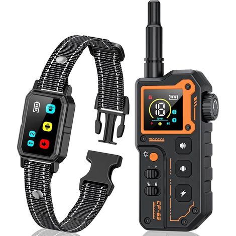 Collier de Dressage pour Chien, Portée 1000 Mètres, Collier Electrique pour Chien avec Télécommande, 4 Modes Lumières/Son/Vibration/Choc, Résistant à l'eau IP67, Adapté à Tous Les Chiens (1/5)
