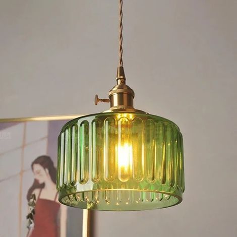 Suspension LED abat jour en base laiton câble réglable de 1 5 mètre Éclairage décoratif intérieur moderne E27 lumière chaude Verre (1/4)