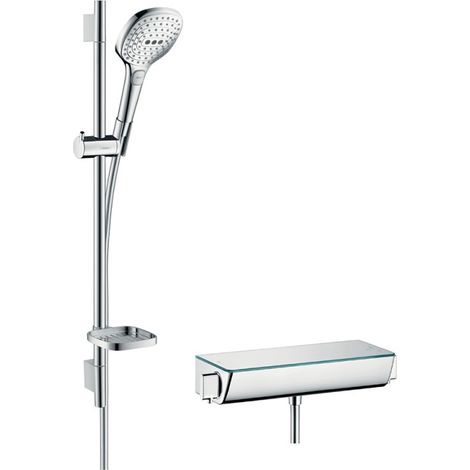 HANSGROHE Conjunto de ducha Raindance Select E 120 3 chorros + Mezclador termostático Ecostat Select + Barra 65 cm (1/2)