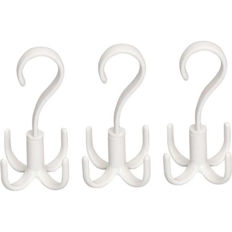 Ensemble de 3 portants à vêtements pivotants, portant de rangement multifonctionnel à 360 degrés, adapté aux foulards et aux serviettes, blanc. (1/5)