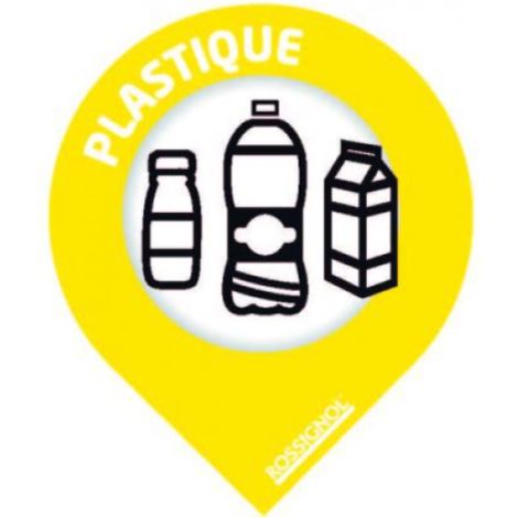 Lot de 10 stickers de tri sélectif - plastique - jaune colza RAL 1021