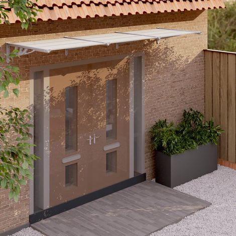 Auvent de porte Store extérieur Marquise Brise-soleil Gris et transparent 297,5x90 cm Polycarbonate XRYJX496695 (1/5)