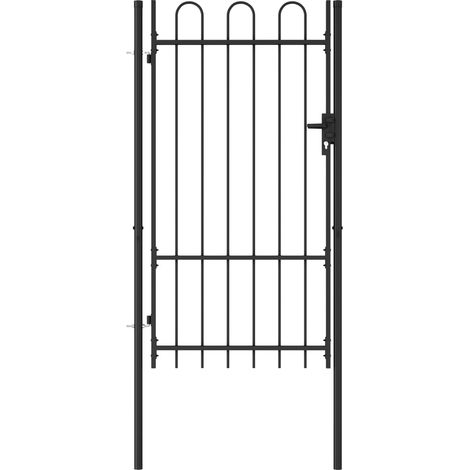 Portillon,Portail de jardin simple porte avec dessus arqué Acier 1x1,75 m Noir CFW37990 (1/5)