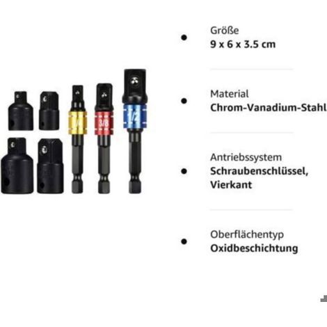 Adaptateur Douille - 1 2 Pouces 3 8 Pouces 1 4 Pouces - Pour Perceuse Et Clé À Cliquet - 7 Pièces (1/5)