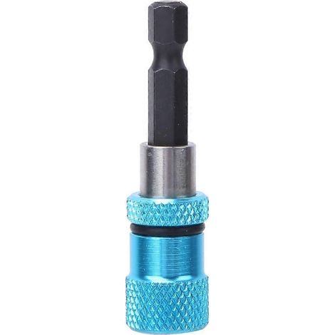 Blauer 1/4-Zoll-Schaft-Schraubendreherbithalter aus Edelstahl mit magnetischem Schnellwechselsystem, 60 mm