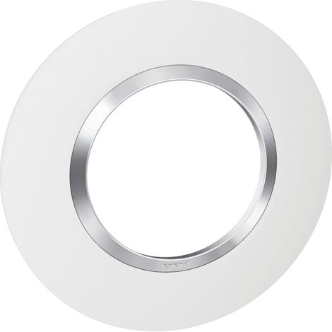 Legrand – Plaque ronde Dooxie 1 poste – Finition blanche avec bague chrome – Système d'encoche pour démontage rapide – Compatible interrupteurs et prises (1/6)