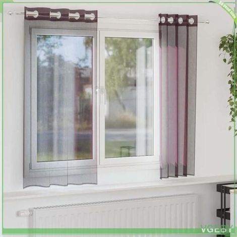 4102101 Rideaux en voile avec illets 2 pcs violet 140x140 cm (1/5)
