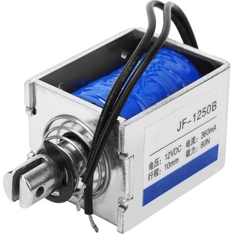 JF-1250B Gleichstrom-Magnetspule (Zug-/Drucktyp), 60 N, 12 V DC, 10 mm Hub (1/5)