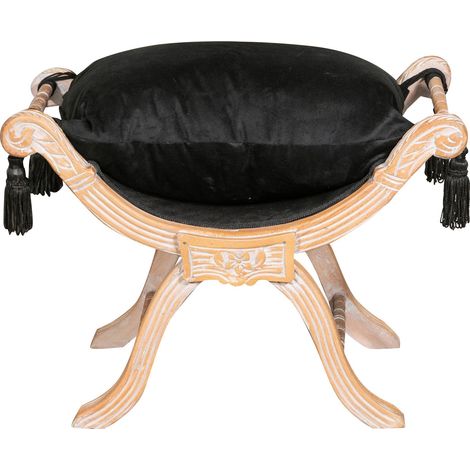 Barockbank (74 x 54 x 46 cm), Barocksessel aus Buchenholz, Barockhocker für Zuhause, gepolsterter Barockhocker