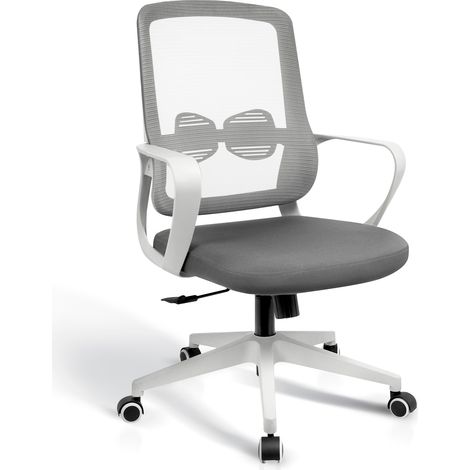 HISPANOHOGAR, chaise de bureau à roulettes, modèle Leah, en tissu gris (1/5)