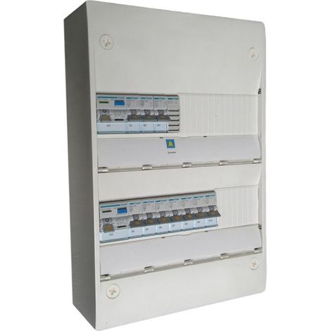 Hager – Tableau équipé 2 rangées – Interrupteur différentiel 40A 30mA type A – 2 disjoncteurs 10A courbe C – 4 disjoncteurs 16A courbe C (1/2)