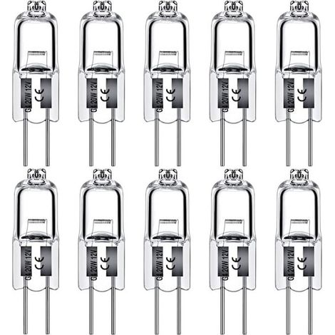 Ampoules halogènes G4 10 W 12 V, capsule transparente, culot à 2 broches, blanc chaud, dimmable, paquet de 10, 10 watts (1/5)