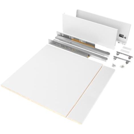 Emuca Schubladegarnitur Vertex für Küche oder Badezimmer mit 3D-Verstellung, Höhe 178mm, mit Spanplatten, Modul 600mm, Weiß lackiert