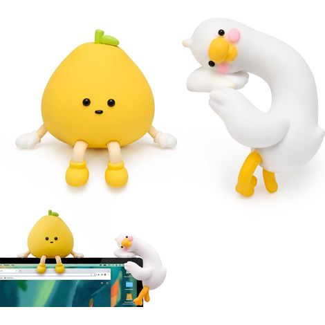Mini Figurines pour Voiture et Écran, 2 Figurines en Résine pour Décoration de Bureau, Avec Adhésif, Canards Amusants (1/5)