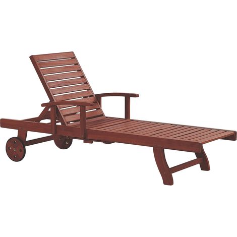 Sun Lounger TOSCANA Reclining Acacia Wood Dark Brown