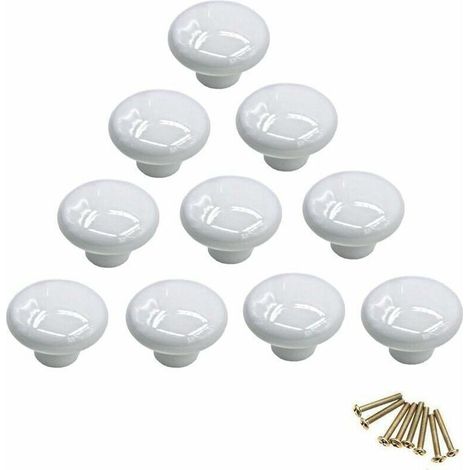 Poignée-bouton rond en porcelaine, bouton de meuble, bouton de tiroir, bouton de placard, poignée en céramique, relooking déco intérieur, vintage our tiroir, placard, commode, porte - blanc - Blanc,de (1/4)