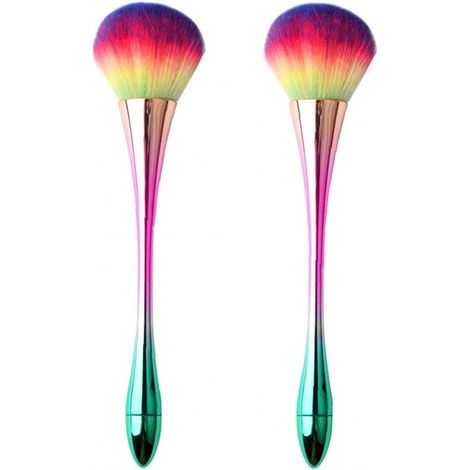 2pcs poudre pinceau minérale maquillage brosses brosses de nettoyant à poussière de ongles (coloré),