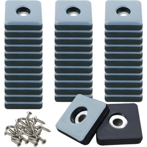 36Pièces Patins en Téflon à Visser Ø 25mm Patins de Meubles Carré avec 36 vis en Acier Inoxydable PTFE Patins Glisseurs pour Meubles pour Protection Efficace de Vos Meubles, chaises, sols (1/5)