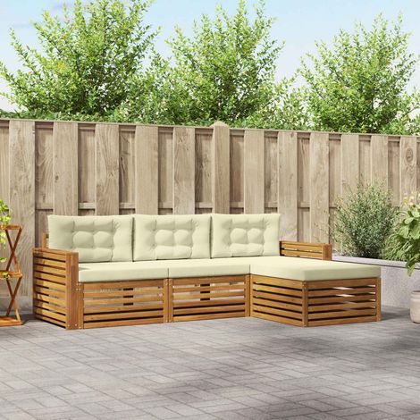 vidaXL Outdoor-Sofagarnitur Natur und Creme 257,5 x 162,5 x 73 cm (1/5)