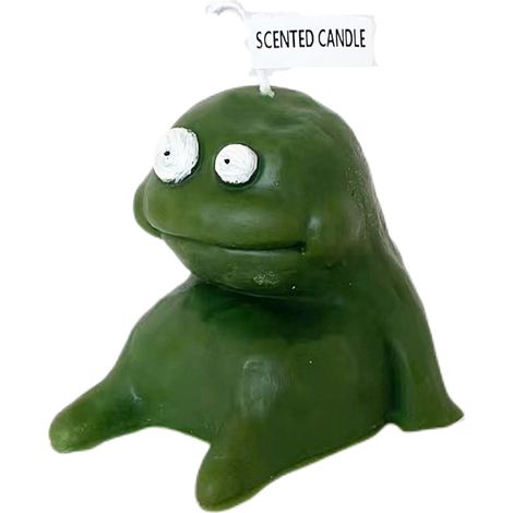 Bougie en forme d'homme en argile, bougie parfumée cartoon, drôle et moche mignonne, souvenir vert gras (1/5)