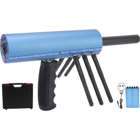 Blauer Aluminium-Metalldetektor, 20 m Suchtiefe, 6 Antennen, tragbar und wiederaufladbar, für Gold, Silber und Bronze, australischer 100–240-V-Stecker (1/5)