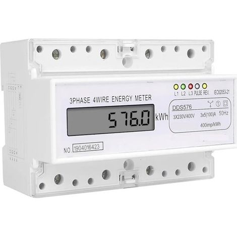 Medidor de kWh trifásico de 4 hilos para carril DIN – DDS576, 380/400V 100A 50Hz (1/5)