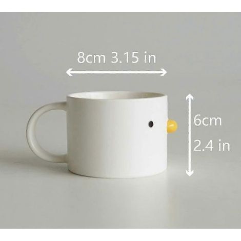 Tasse à café poussin rigolo, mug canard émaillé fait main, tasse expresso en céramique de sécurité, tasse à thé mignonne de 20 cl (1/4)