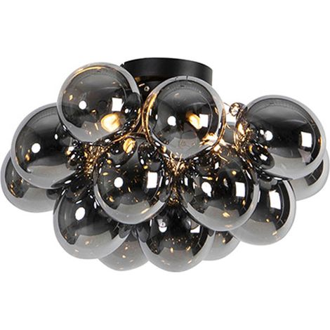 QAZQA Lampada da soffitto uvas - Art déco - Vetro,Acciaio - Nero - Sfera G9 Max. 4 x 2.5 Watt
