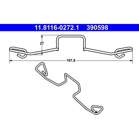 Ressort, étrier de frein ATE 11.8116-0272.1 FORD 7M3 615 269