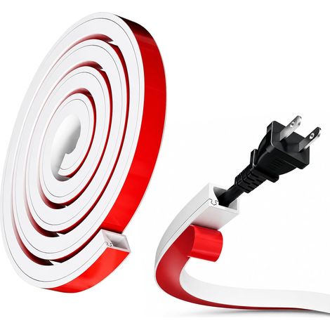Goulotte de câble autocollante blanche de 6 m pour cacher les câbles - Flexible - Goulotte de câble murale - Petit passe-câbles pour 1 câble - Tunnel de câbles pour protéger l'ordre et les (1/5)