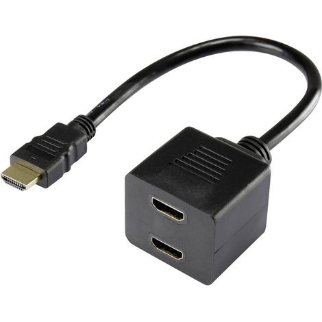 Adaptateur Y HDMI 1x mâle 2x femelle 20 cm RF4212177 – Résolution 1920x1080 – Cuivre avec contacts dorés – Pour moniteurs HDMI – Renkforce (1/3)