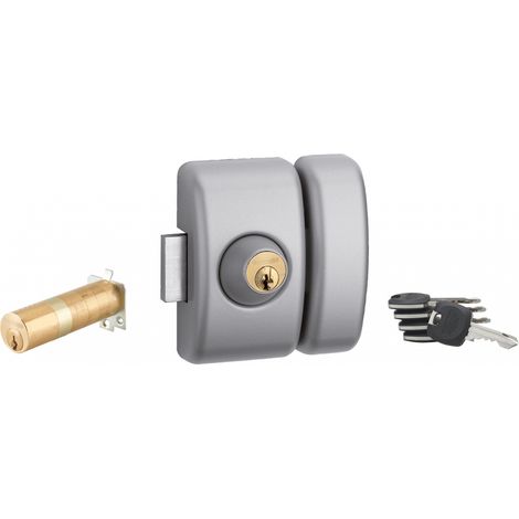 THIRARD - Verrou double entrée Universel ajustable pour entrée, HG 5+, dim. cylindre de 35 à 80mm, acier, 5 clés, epoxy argent - THIRARD