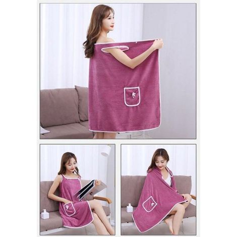 Peignoir éponge femme ajustable, matière douce absorbante et à séchage rapide, taille unique pour tous les jours (1/4)