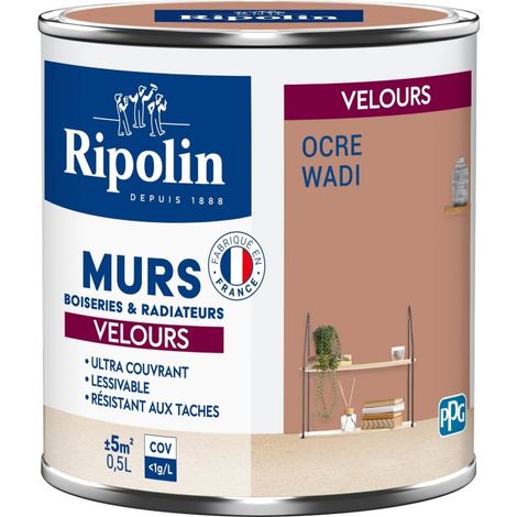 RIPOLIN Velvet 0,5 l Wadi Ocker Farbe für Wände, Holzarbeiten und Heizkörper RIPOLIN