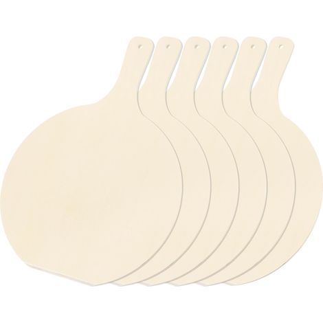 Planche à Pizza en Bois de Bouleau 44 x 32 x 0.6 cm, Pelle à Pizza Planche Ronde, Ustensiles de Cuisine avec Manche pour Disposer les Pizzas Lot de 6 (1/5)