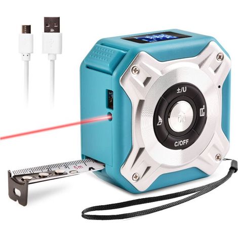 Telémetro láser USB 2 en 1 de 40 m con pantalla digital Telémetro láser con pantalla digital Telémetro láser con pantalla digital Telémetro láser con pantalla digital Área/volumen aplicable (azul) (1/4)