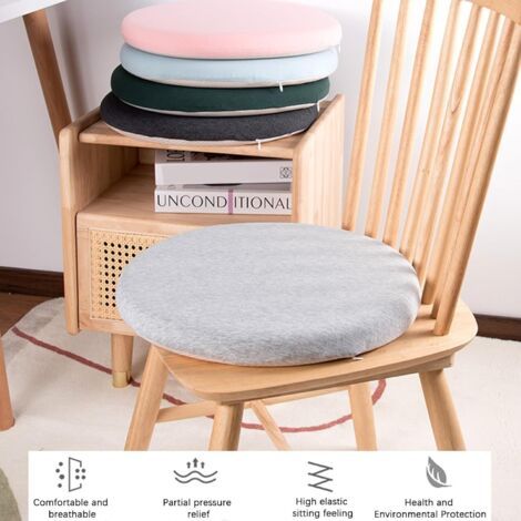Cuscino rotondo antiscivolo per sedia – Cuscino in memory foam – Fodera lavabile – 30x30x3 cm – Set da 2/4/6 - Confezione da 2 (1/4)