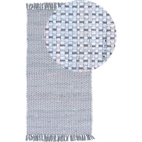 Alfombra gris de algodón 80 x 150 cm rectangular hecha a mano estilo boho ecléctico Besni