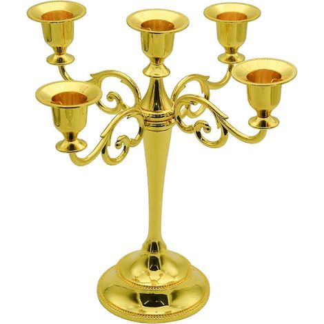 Candélabre en métal à 5 bougies, 27 cm (doré) (1/5)