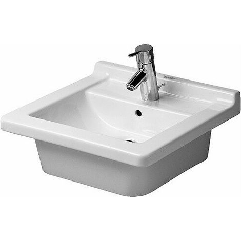 Lavabo meuble Duravit STARCK 3avec trop plein plage de robinettrie 480x465mm 3 trous de robinetterie blanc
