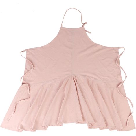 Tablier de cuisine en coton et lin, coupe queue de poisson, réglable, poches doubles, style Mori, rose, pour maison et café (1/5)