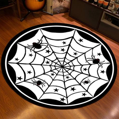 Tapis d'Halloween 2025, couverture sombre pour salon, tapis de sol circulaire effrayant, décoration d'Halloween pour canapé, table basse, tapis de chambre (1/5)