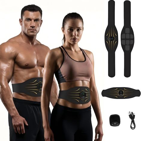 Ceinture Abdominale Electrostimulation, EMS Electrostimulateur Musculaire 10 Modes et 30 Intensités,Stimulateur Musculaire Femme Homme Entraînement Abdominal Rechargeable USB (1/5)